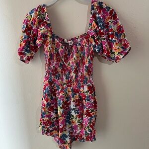 Floral Puff Sleeve Romper